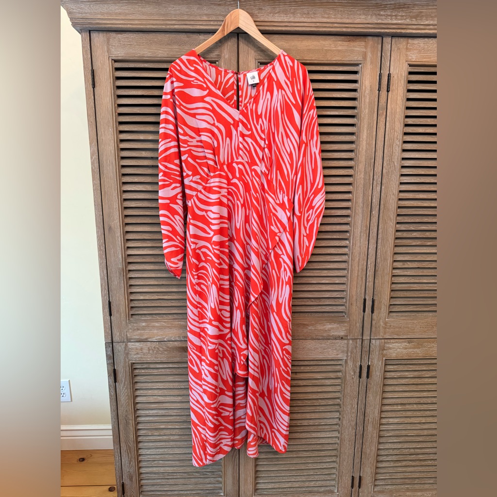 Cabi Hot Pink And Lavender Zebra Print Chiffon Maxi Dress